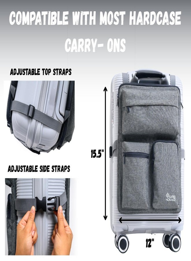 SUITEDNOMAD Luggage Harness for Carry On Bag, Over Suitcase Organizer with Storage Pockets and Laptop Sleeves, Slide On Adjustable Bag for Travel - Image 5
